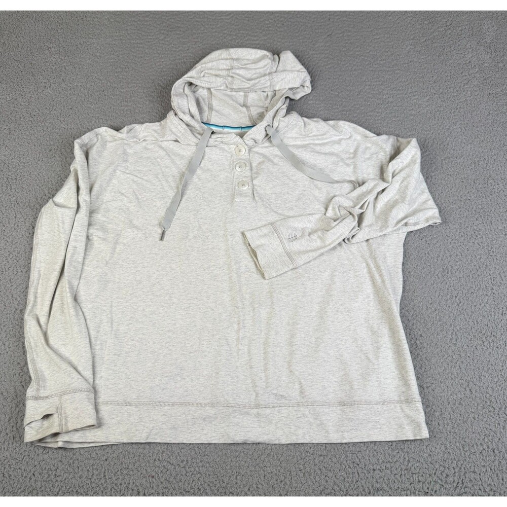 COOLIBAR Lumaleo Henley Hoodie Womens XL Beige UPF 50+ Pullover Thumb Holes Sun